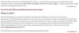 SSC CHSL 2015 admit card north western region