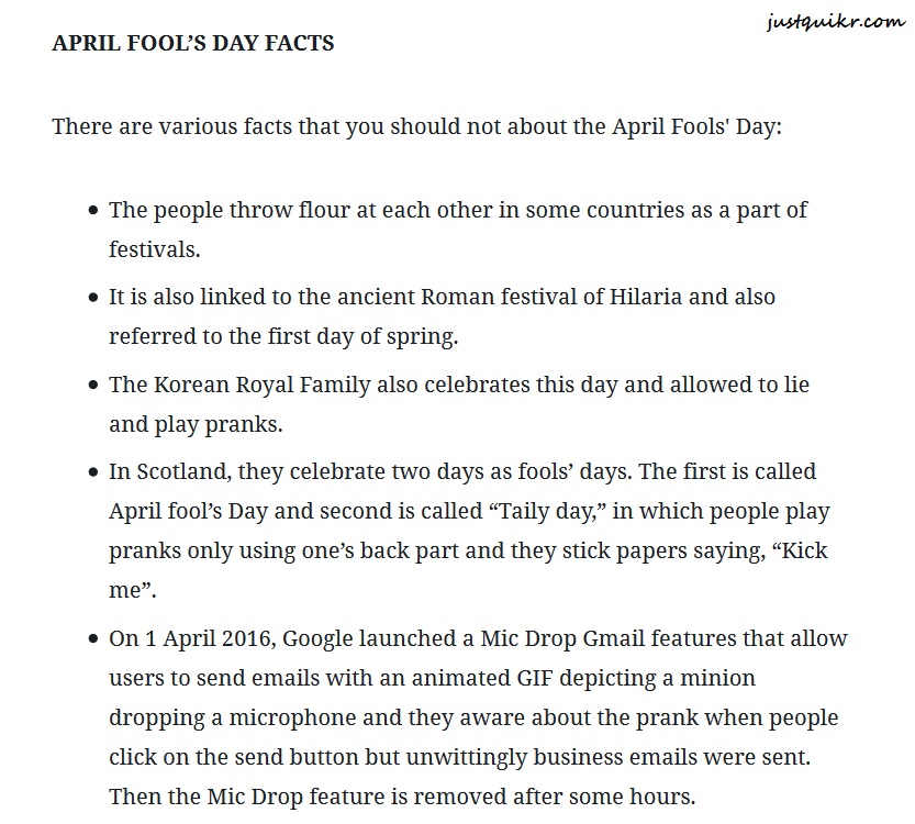 April fools day Facts