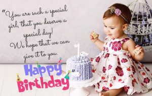 Creative Happy Birthday Wishes Thoughts Quotes Lines Messages in English for One year Old Girl