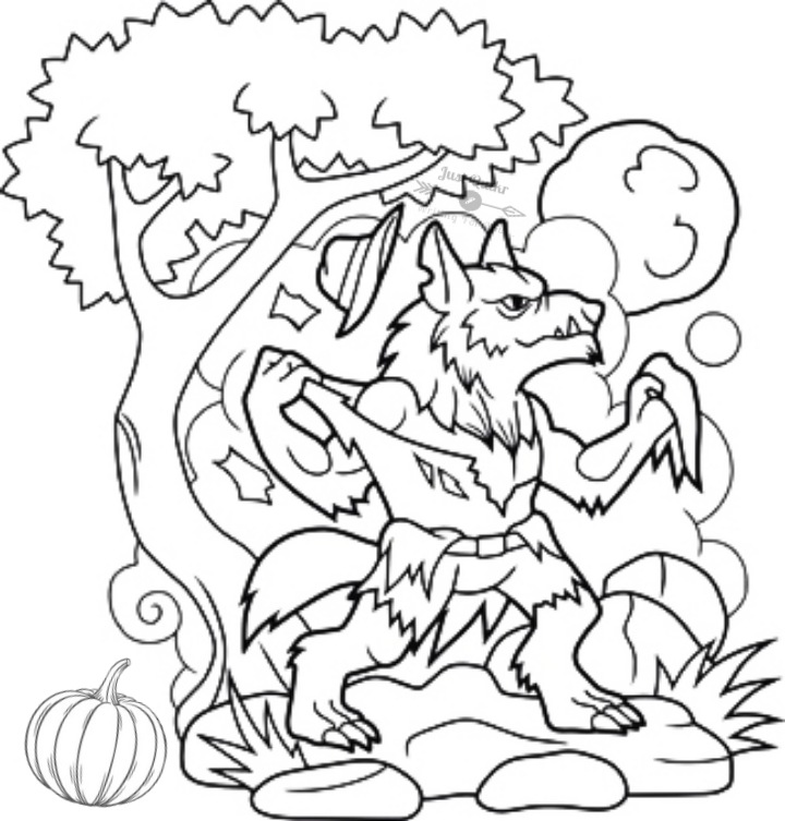 Halloween Day Cartoon Werewolf Drawing