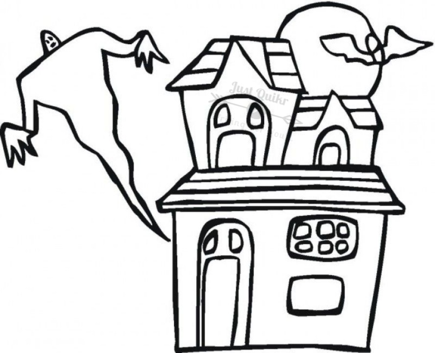 Halloween Day Coloring Pages Drawings for Haunted House