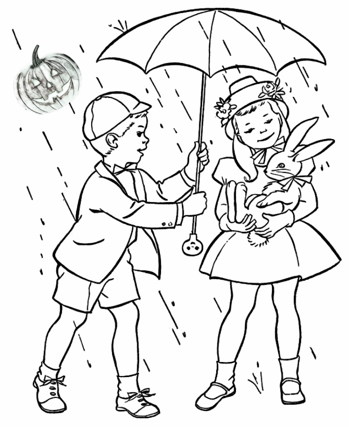 Halloween Day Coloring Pages Drawings for Rainy Day