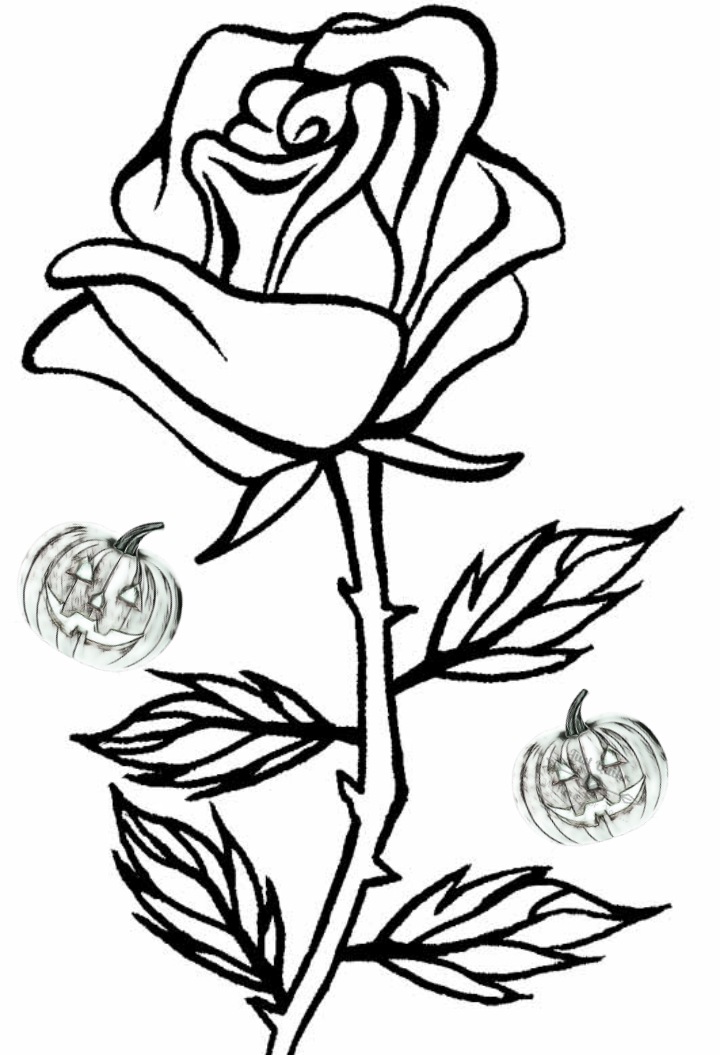 Halloween Day Coloring Pages Drawings for Roses