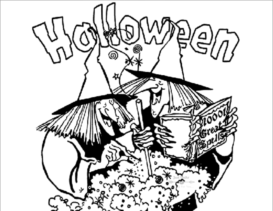 Halloween Day Coloring Pages Drawings for Seniors Printable
