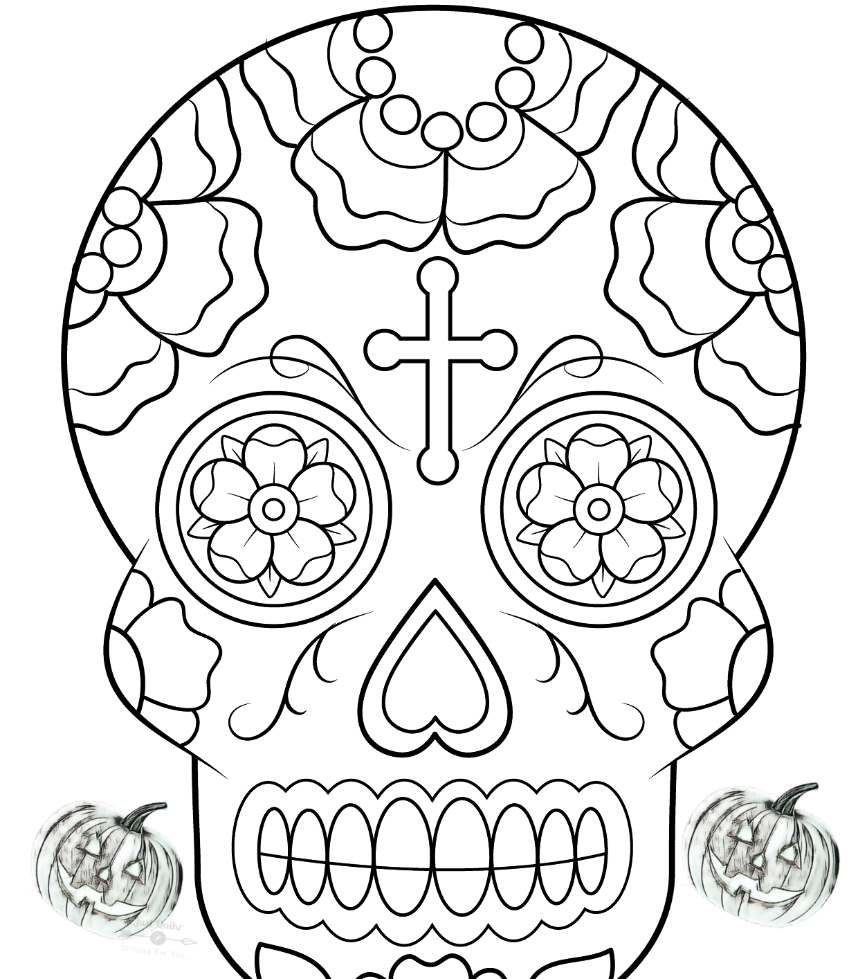 Halloween Day Coloring Pages Drawings for Sugarskull