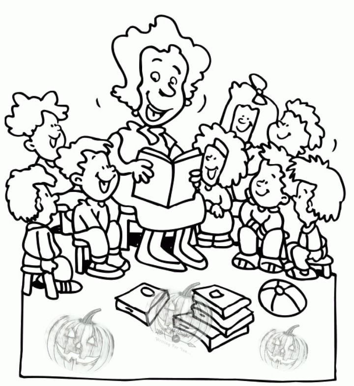 Halloween Day Coloring Pages Drawings for Teachers