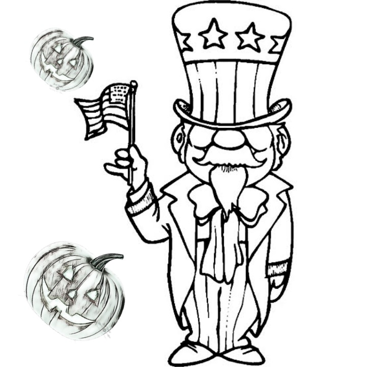 Halloween Day Coloring Pages Drawings for Uncle