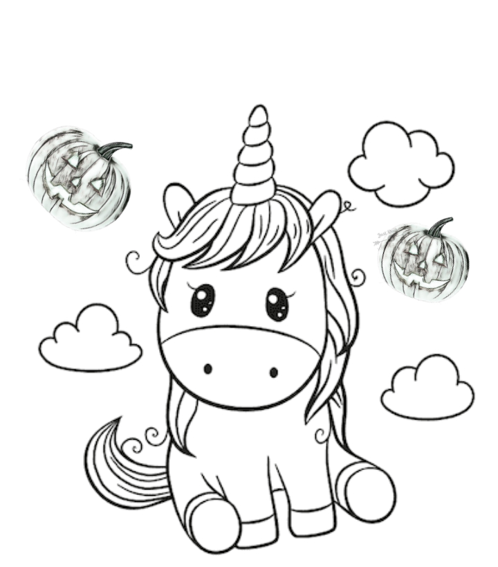 Halloween Day Coloring Pages Drawings for Unicorn