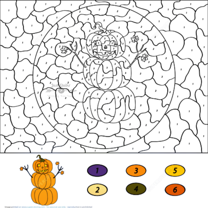 Halloween Day Coloring Pages Drawings with Numbers