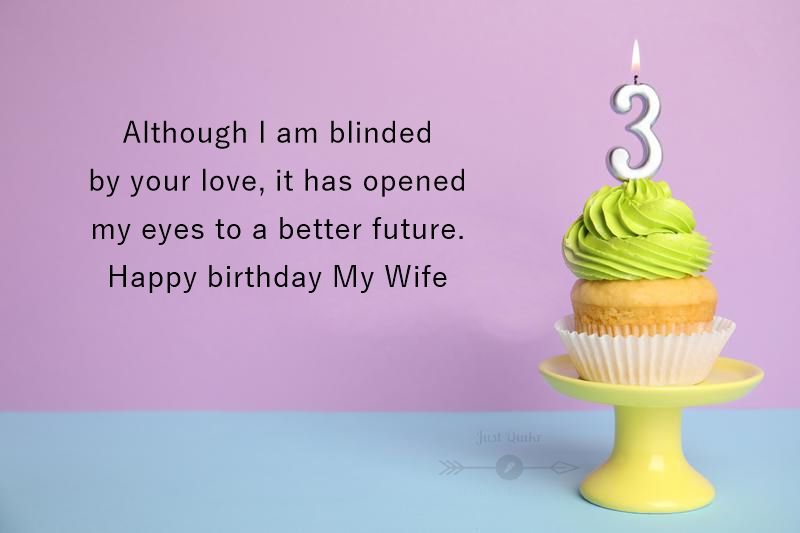 Happy Birthday Cake HD Picture Image with Shayari Saying for Wife in English