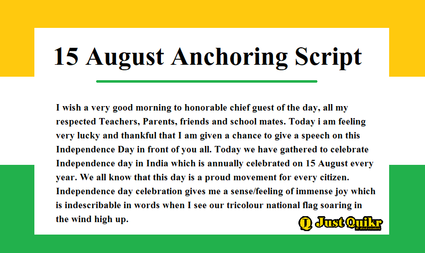 38++ Best 15 August Anchoring Script In Hindi And English
